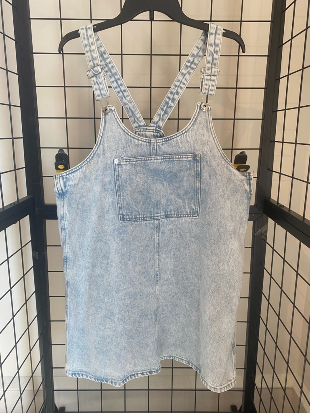 Celebrity Pink Light Wash Denim Overall Jumper Dress